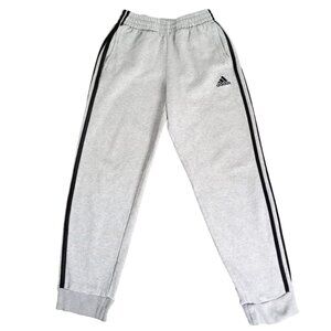 Adidas Kids Gray Track Pants – Joggers with Side Stripes, Size M (10/12)
